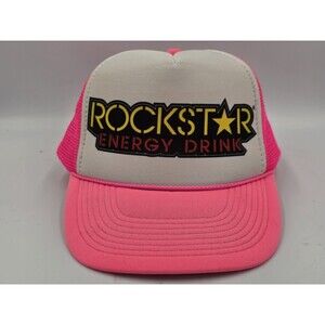 Vintage Rock Star Energy Drink Pink Trucker Hat Cap Mesh Back Snapback Nissun